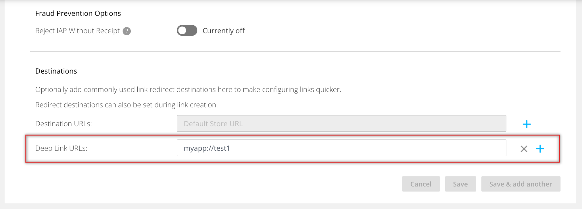 Add Deep Link Destination