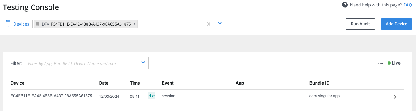 SDK Console Session Event