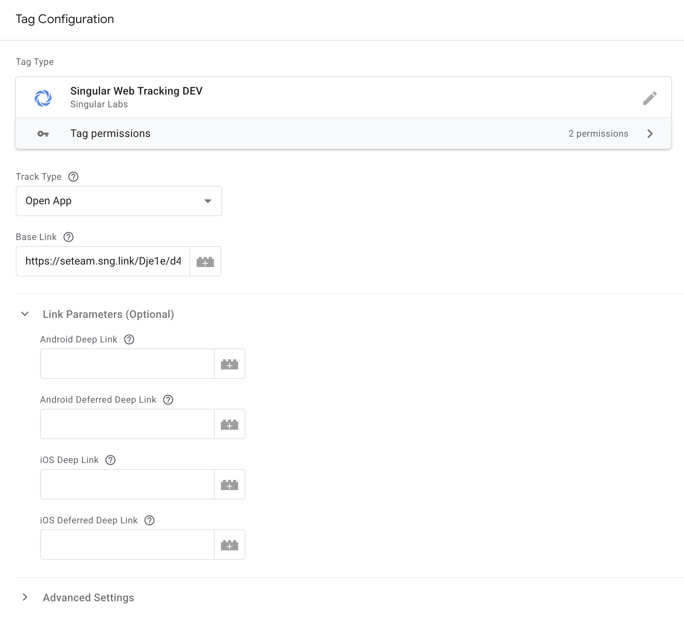 GTM での Open App タグの設定
