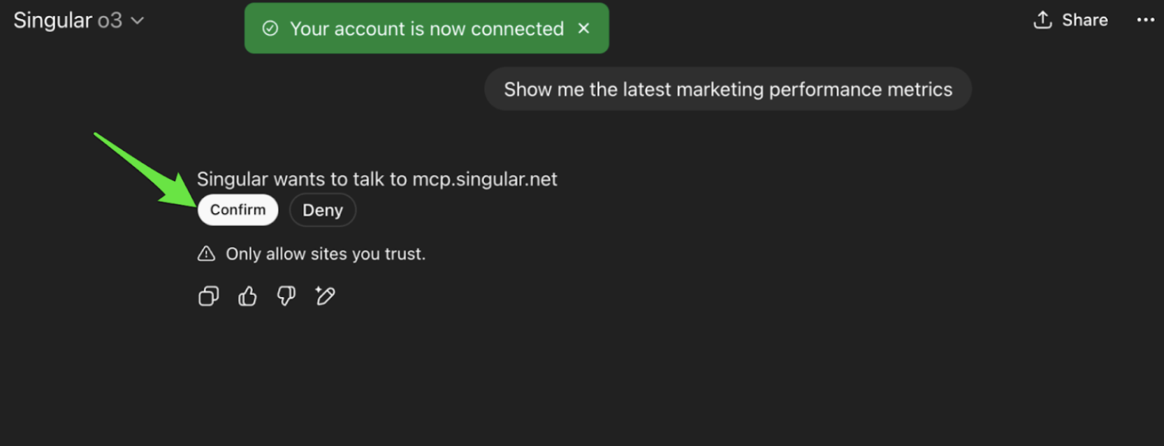 Confirm 버튼이 있는 ChatGPT 연결 확인 화면